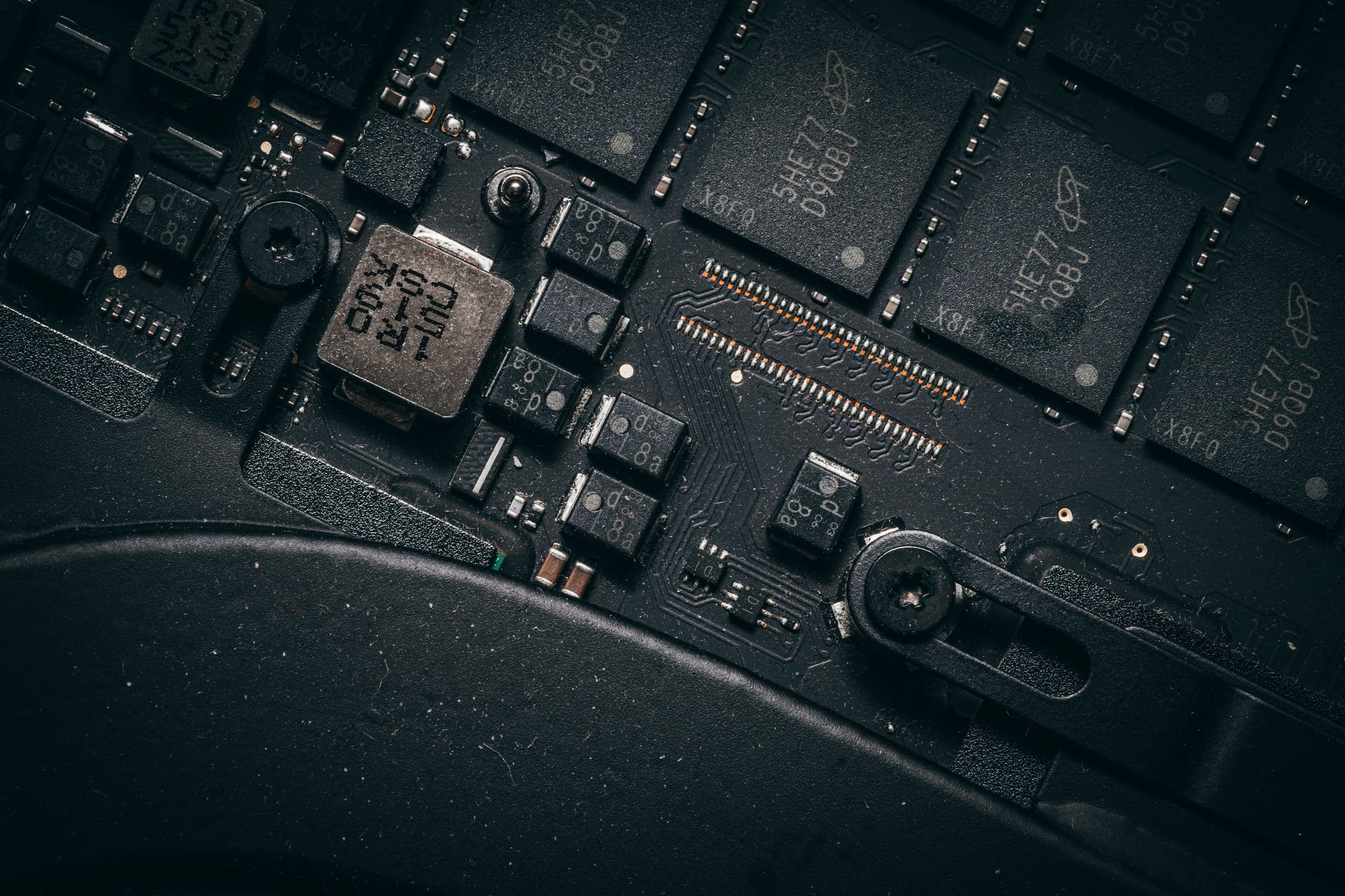 Close detail of an electronic circuit board